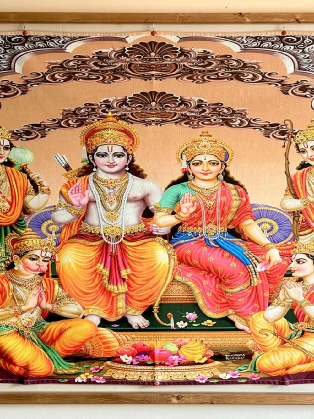 Lord Ram Darbar Tapastry Wall Art Hanging, Large | NEW